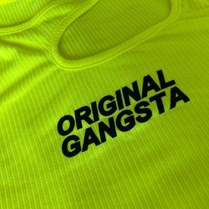 Lime green crop top “Original Gangsta”